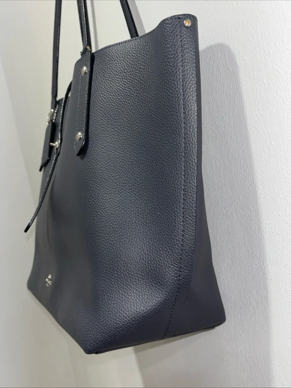 COACH Market Tote 58849 Dark Blue Leather Shoulder Bag Large Capacity